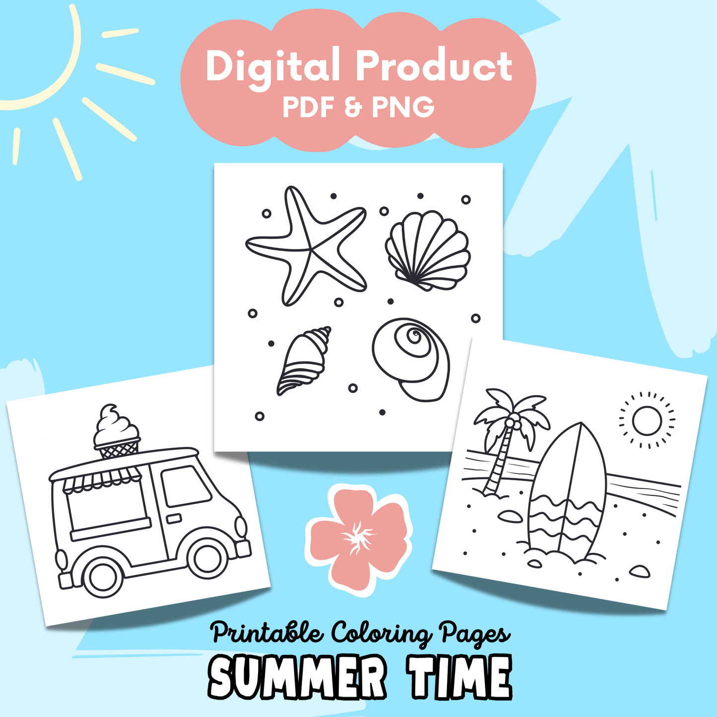 Summer Time Printable Coloring Pages