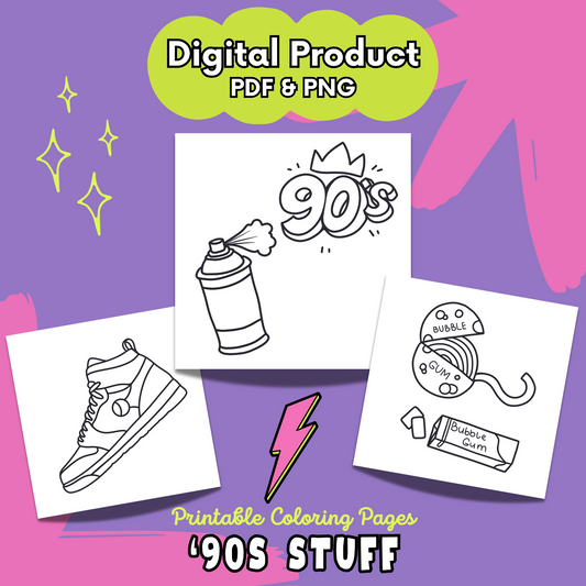 '90s Stuff Printable Coloring Pages