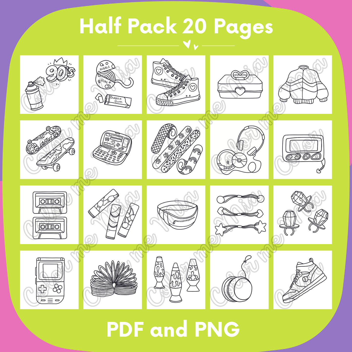 '90s Stuff Printable Coloring Pages